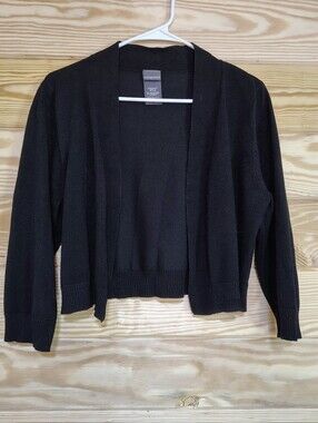 Covington Black Bolero L Lightweight Open-Front Women's Cardigan Sweater Preppy